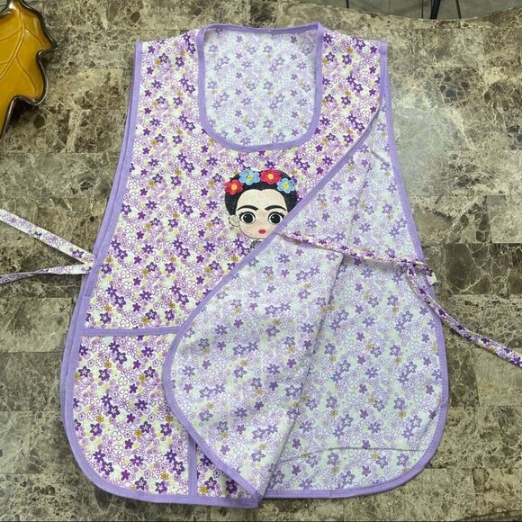 Craft Apron Mexican Artisan Little Frida Embroidered. Mandil Artesanal Mexicano - Picture 5 of 7